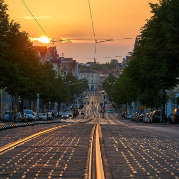 Ludwig-Wucherer-Straße zum Sonnenuntergang